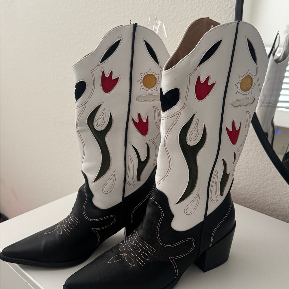 Fun Black & White Cowboy Boots